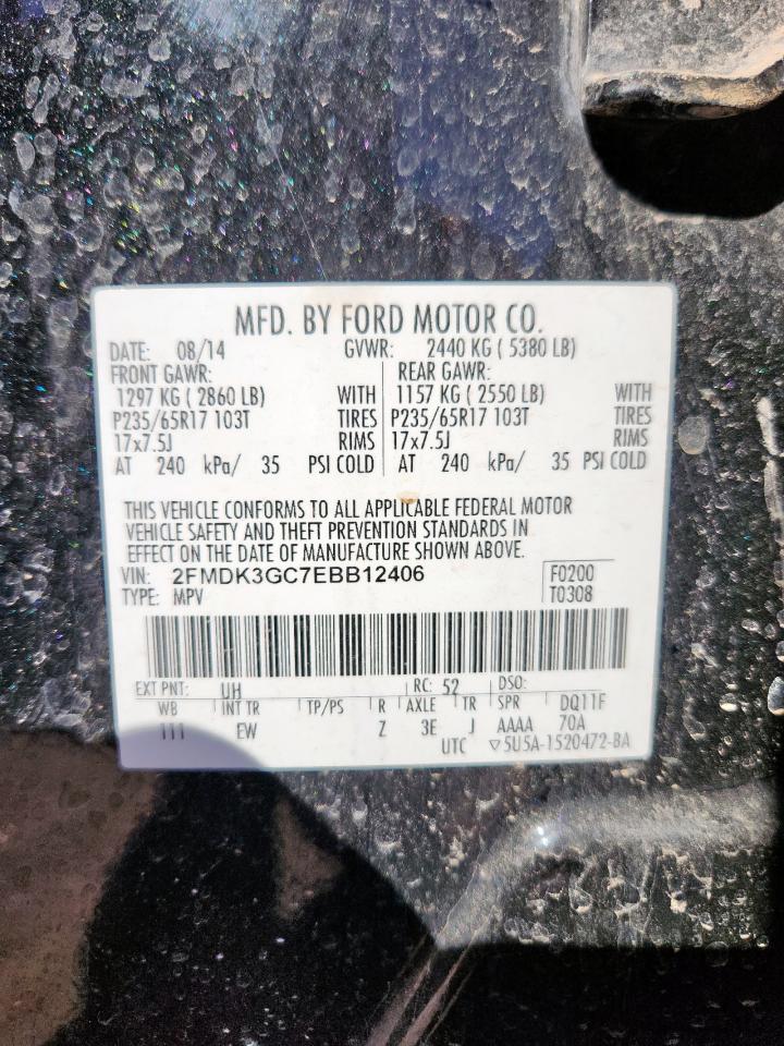 2014 Ford Edge Se VIN: 2FMDK3GC7EBB12406 Lot: 90684285