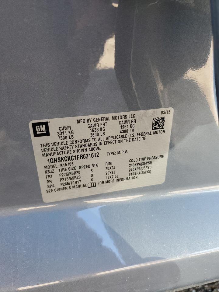 2015 Chevrolet Tahoe K1500 Ltz VIN: 1GNSKCKC1FR621612 Lot: 82255645