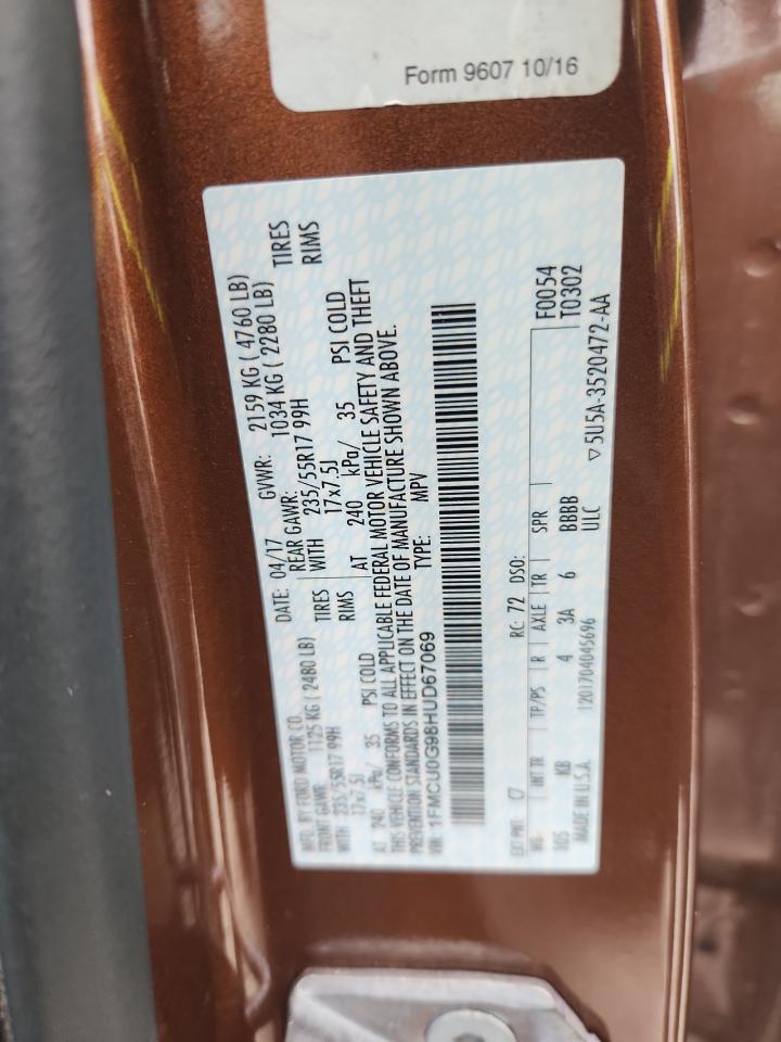 2017 Ford Escape Se VIN: 1FMCU0G98HUD67069 Lot: 85687755