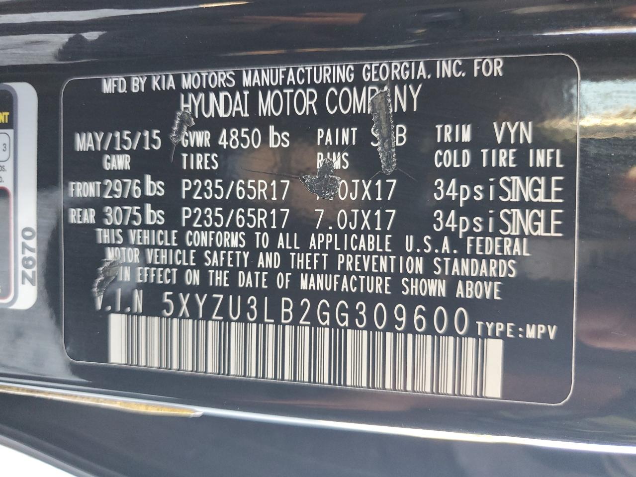 2016 Hyundai Santa Fe Sport VIN: 5XYZU3LB2GG309600 Lot: 82492665