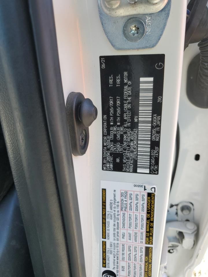 2021 Toyota 4Runner Sr5/Sr5 Premium VIN: JTENU5JR2M5949543 Lot: 80848655