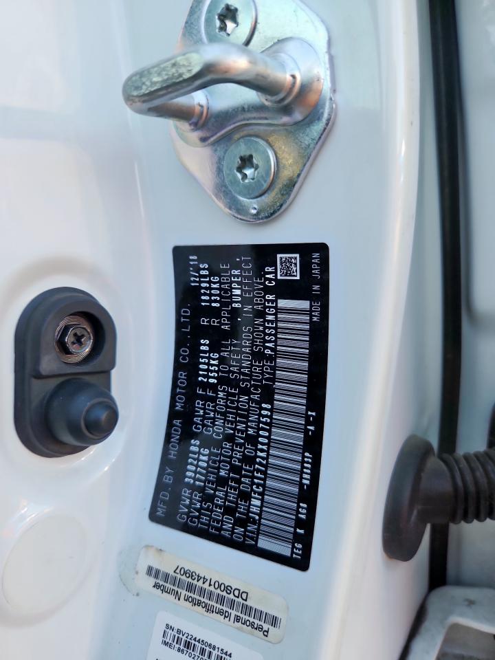 2019 Honda Civic Exl VIN: JHMFC1F72KX007598 Lot: 81903495