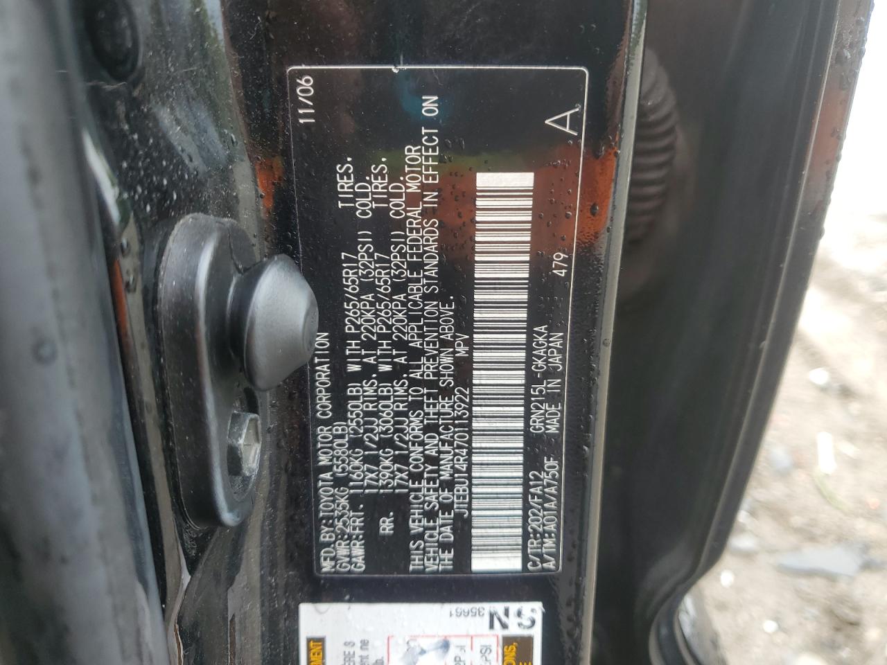 2007 Toyota 4Runner Sr5 VIN: JTEBU14R470113922 Lot: 82262835