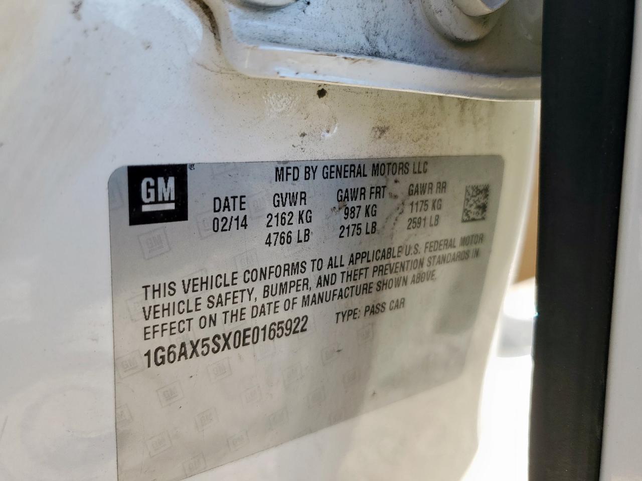 2014 Cadillac Cts Luxury Collection VIN: 1G6AX5SX0E0165922 Lot: 84483085