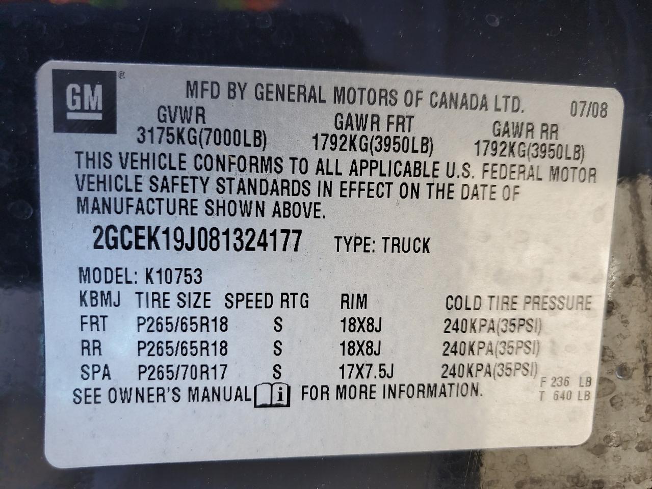 2008 Chevrolet Silverado K1500 VIN: 2GCEK19J081324177 Lot: 84581085