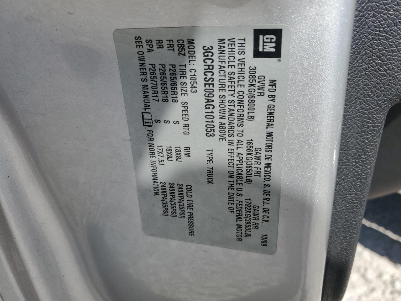 2010 Chevrolet Silverado C1500 Lt VIN: 3GCRCSE09AG101053 Lot: 81992305