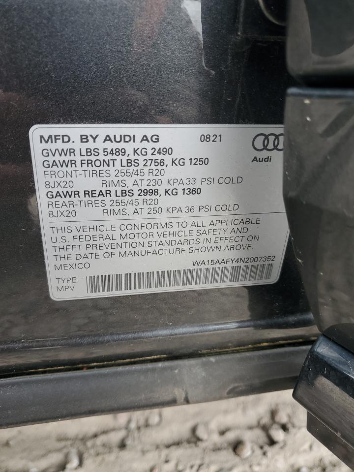 2022 Audi Q5 Sportback Prm Pls 45 VIN: WA15AAFY4N2007352 Lot: 90081005