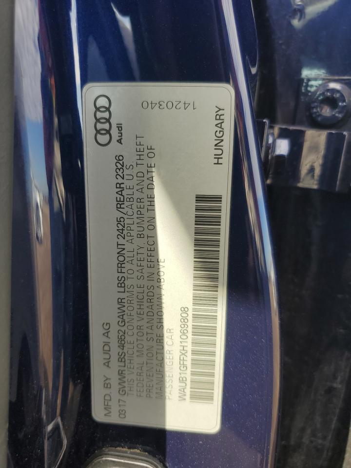 2017 Audi S3 Premium Plus VIN: WAUB1GFFXH1069808 Lot: 82550115