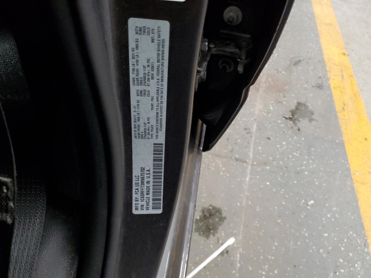 2021 Ram 1500 Big Horn/Lone Star VIN: 1C6SRFFT3MN675702 Lot: 85490735