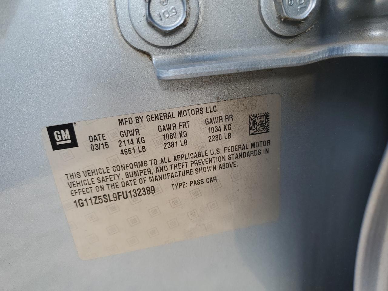 2015 Chevrolet Impala Ls VIN: 1G11Z5SL9FU132389 Lot: 82182245