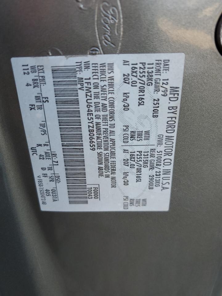 2000 Ford Explorer Eddie Bauer VIN: 1FMZU64E5YZB06659 Lot: 85009515