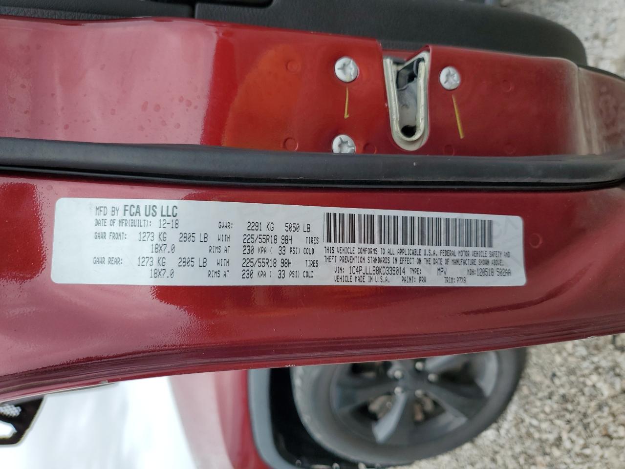 2019 Jeep Cherokee Latitude Plus VIN: 1C4PJLLB8KD339014 Lot: 85176695