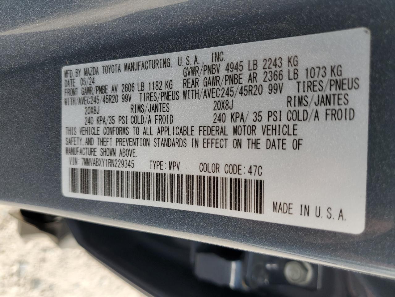 2024 Mazda Cx-50 Base VIN: 7MMVABXY1RN229345 Lot: 85894055