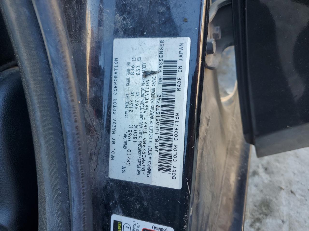 2011 Mazda 3 I VIN: JM1BL1UF6B1377742 Lot: 86166995