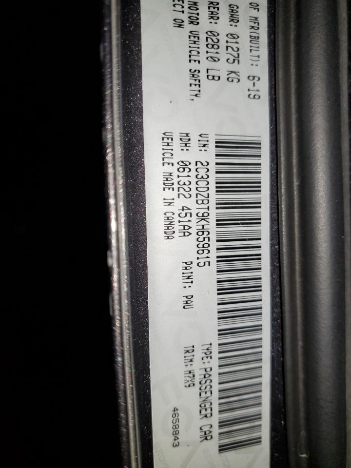 2019 Dodge Challenger R/T VIN: 2C3CDZBT9KH659615 Lot: 86196955