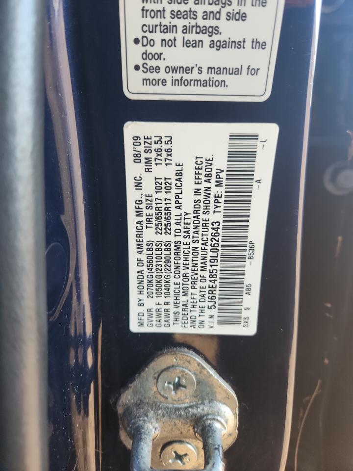 2009 Honda Cr-V Ex VIN: 5J6RE48519L062643 Lot: 90391295