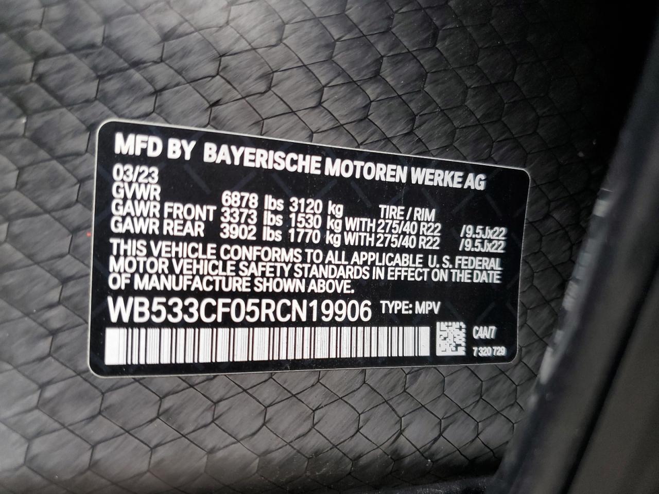 2024 BMW Ix M60 VIN: WB533CF05RCN19906 Lot: 90458945