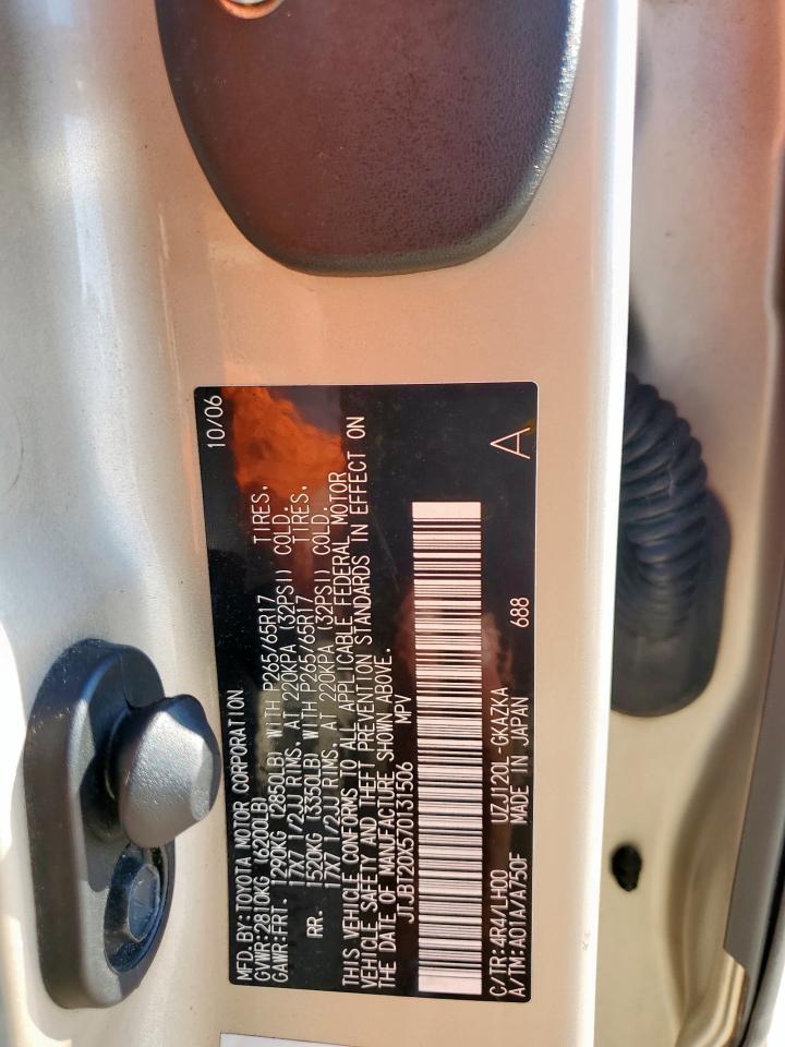 2007 Lexus Gx 470 VIN: JTJBT20X570131506 Lot: 82262075