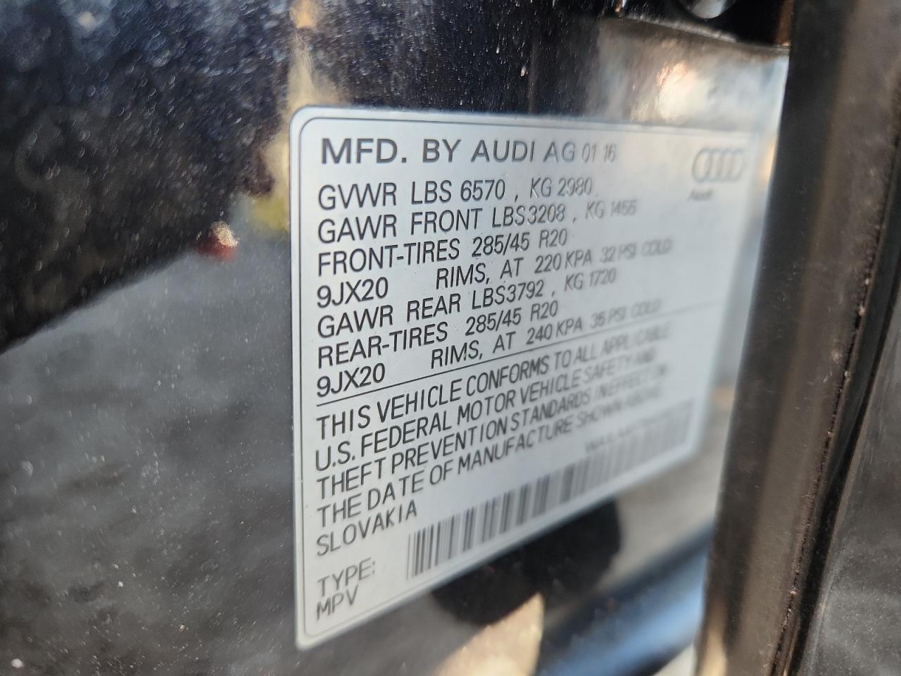 2017 Audi Q7 Premium Plus VIN: WA1LAAF75HD007206 Lot: 89714465