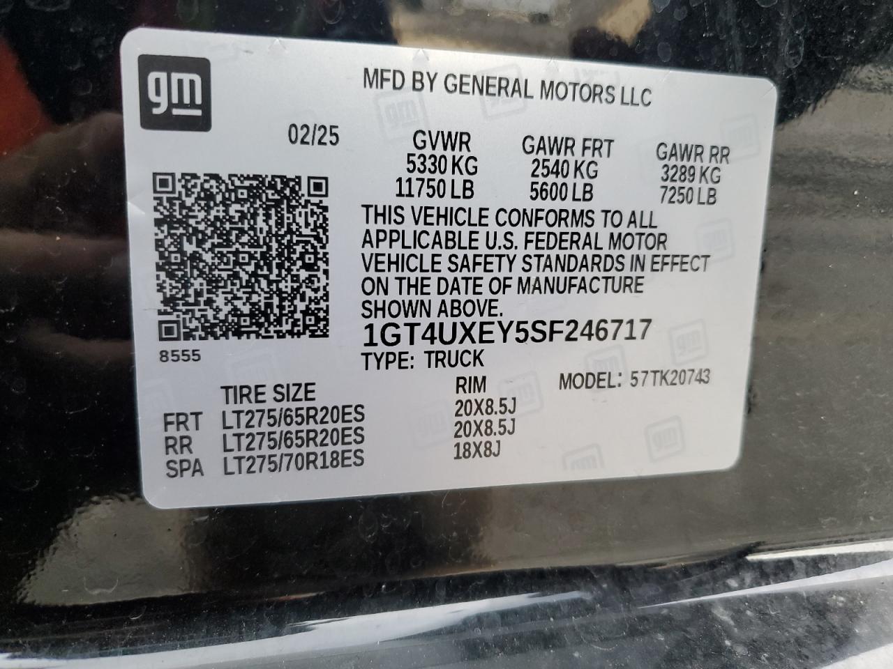 2025 GMC Sierra K2500 Denali Ultimate VIN: 1GT4UXEY5SF246717 Lot: 87373465