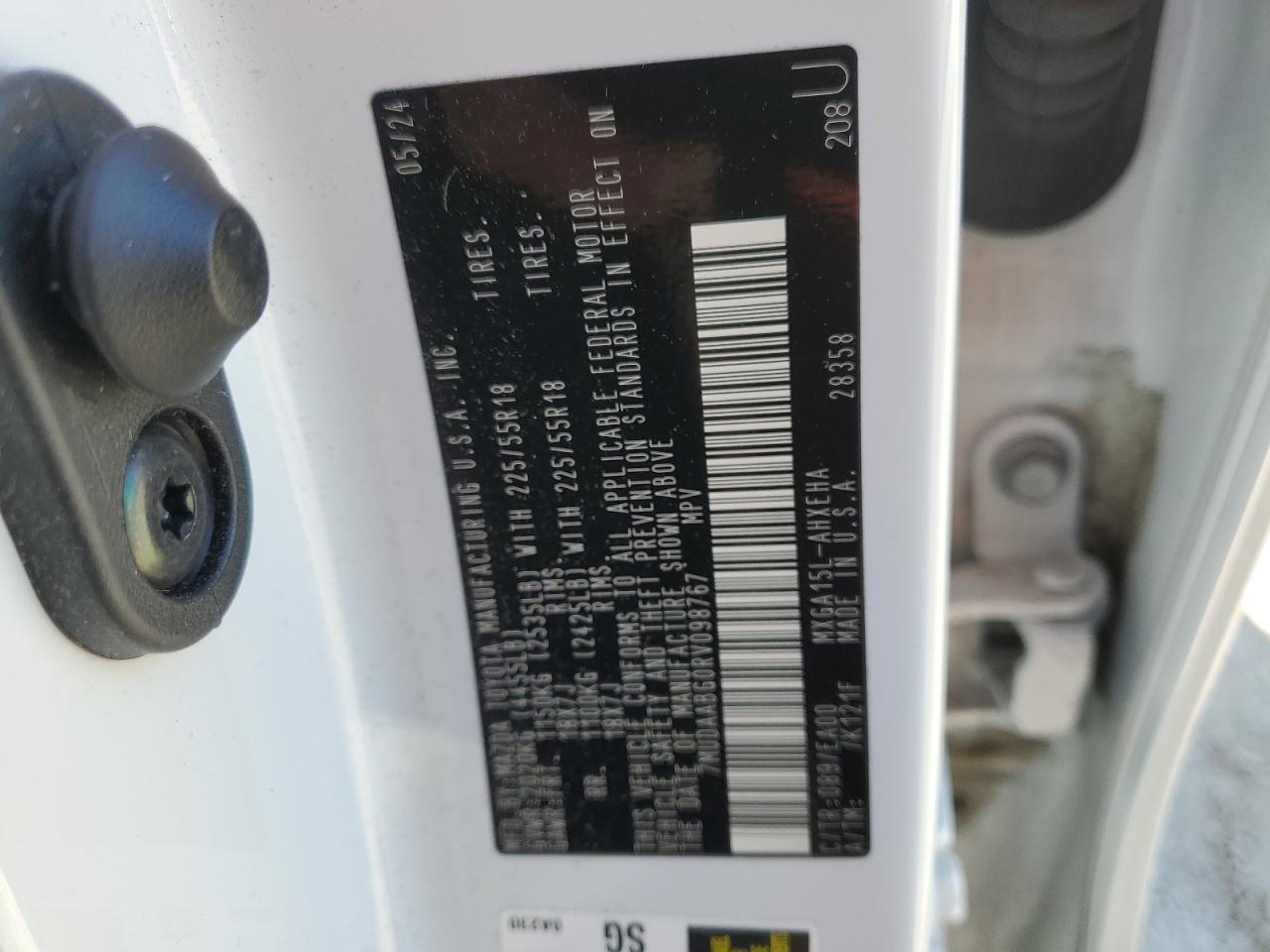 2024 Toyota Corolla Cross Xle VIN: 7MUDAABG0RV098767 Lot: 86519055