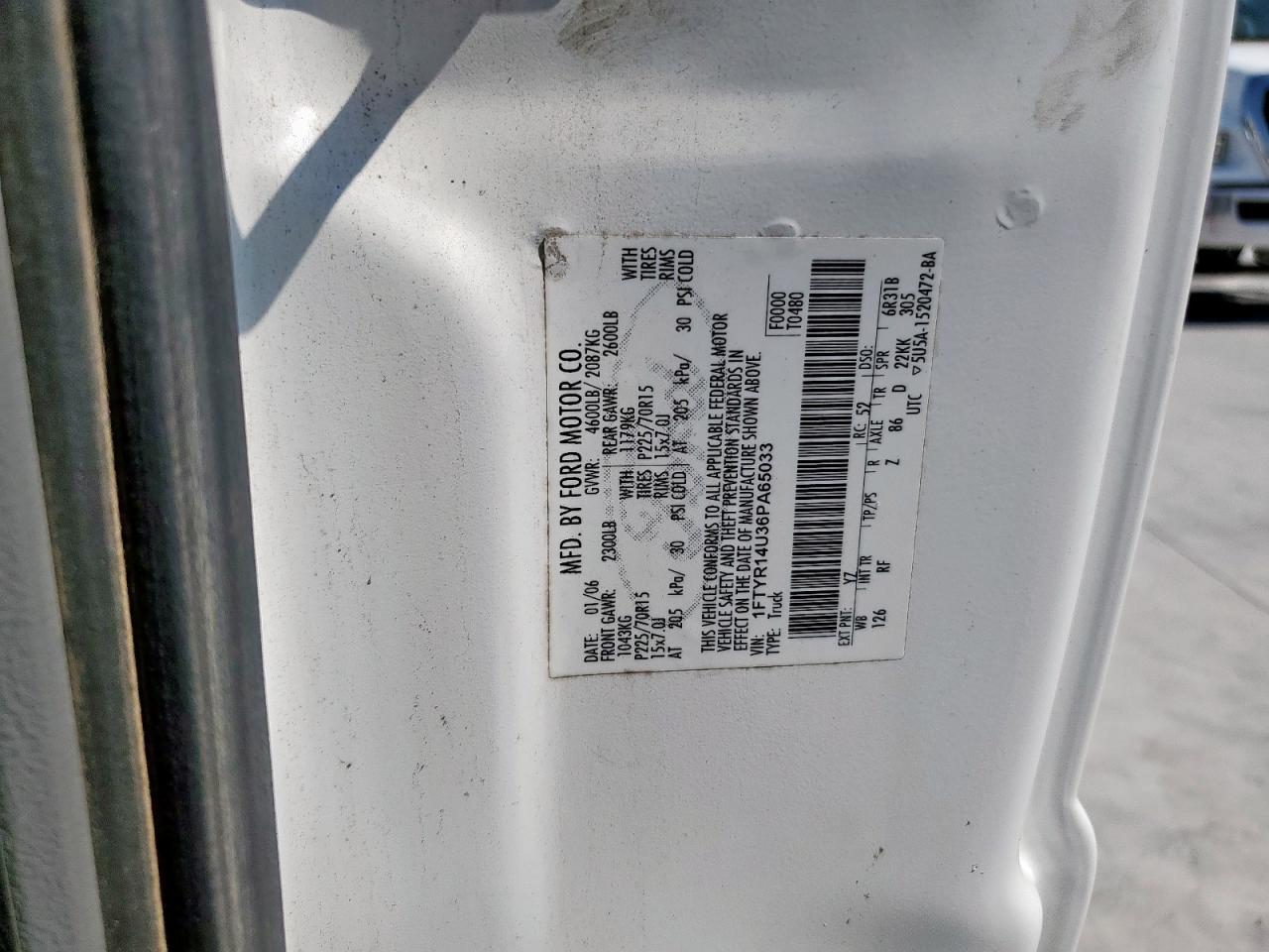 2006 Ford Ranger Super Cab VIN: 1FTYR14U36PA65033 Lot: 85101725