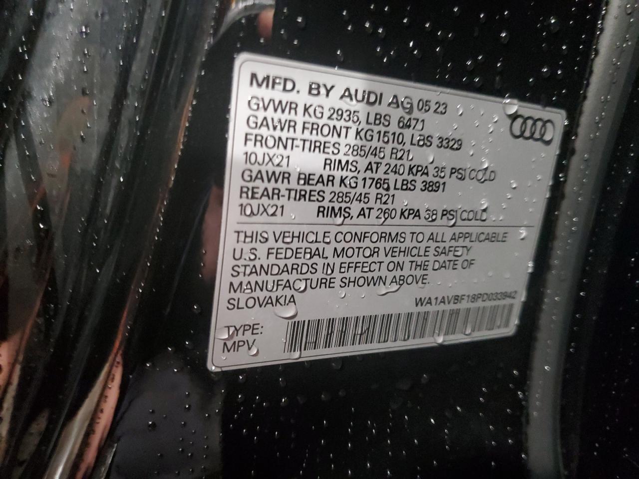 2023 Audi Q8 Premium VIN: WA1AVBF18PD033942 Lot: 90408645