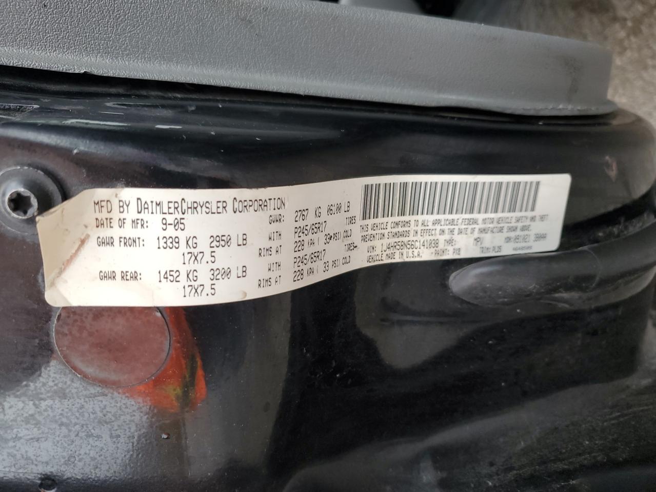 2006 Jeep Grand Cherokee Limited VIN: 1J4HR58N56C141038 Lot: 85258465