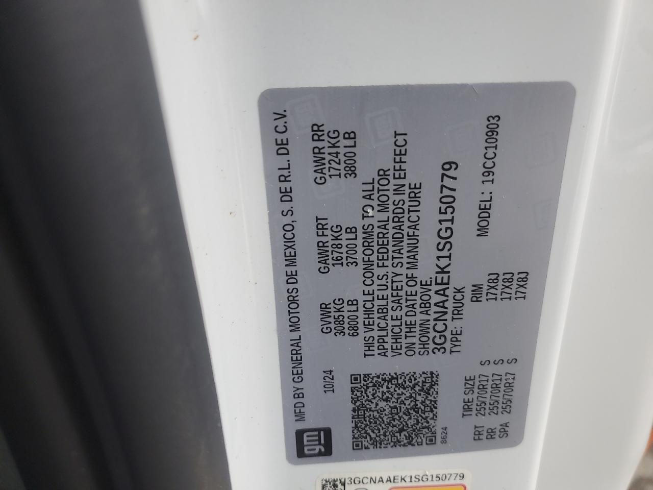 2025 Chevrolet Silverado C1500 VIN: 3GCNAAEK1SG150779 Lot: 85364675