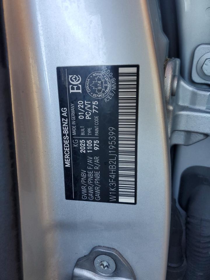 2020 Mercedes-Benz A 250 4Matic VIN: W1K3F4HB2LJ195399 Lot: 85814835