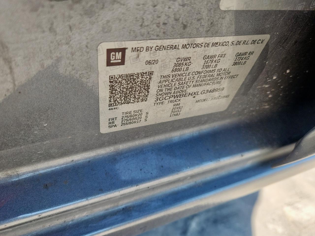 2020 Chevrolet Silverado C1500 Custom VIN: 3GCPWBEHXLG348959 Lot: 85848105