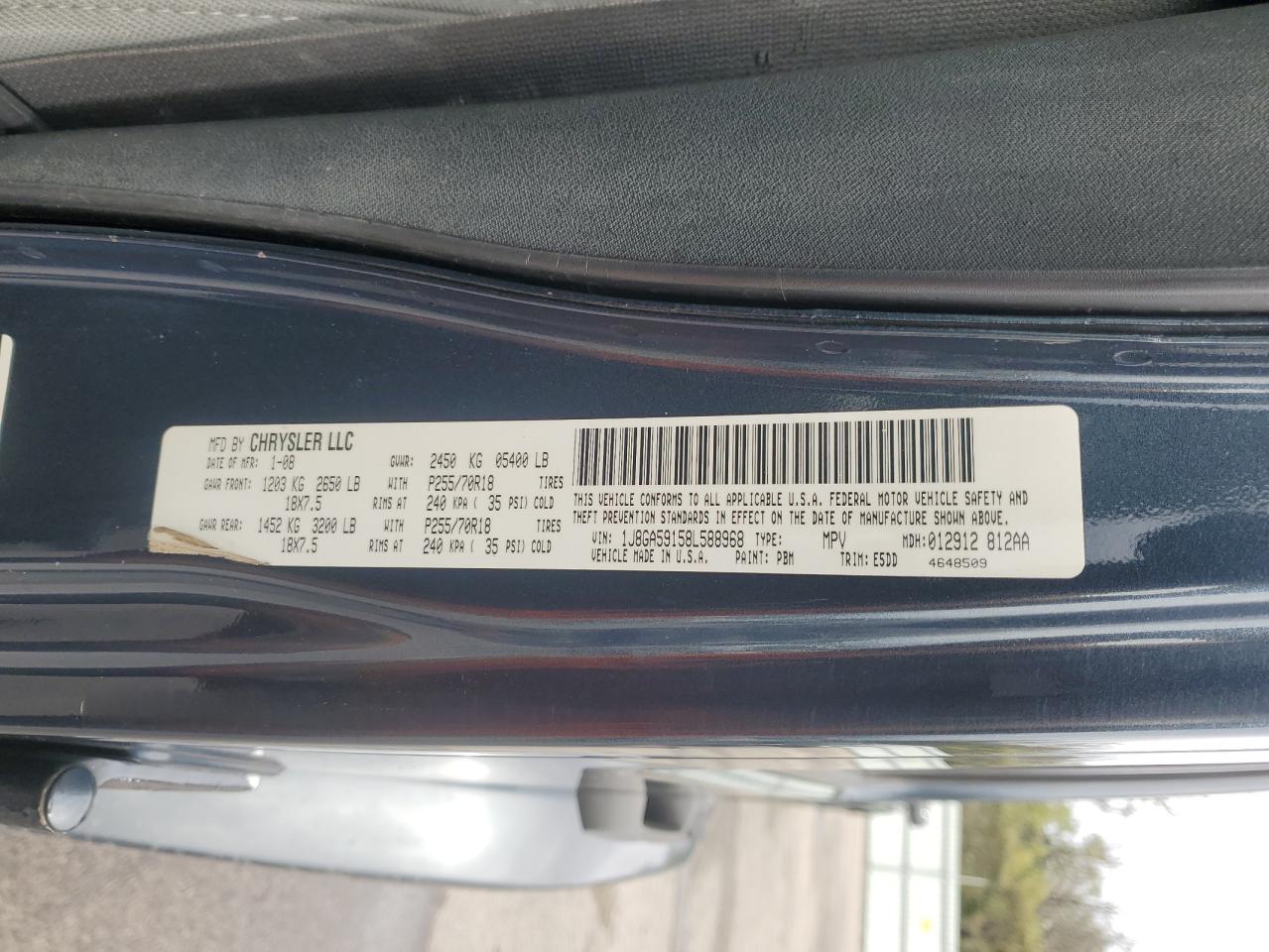 2008 Jeep Wrangler Unlimited Sahara VIN: 1J8GA59158L588968 Lot: 85385345