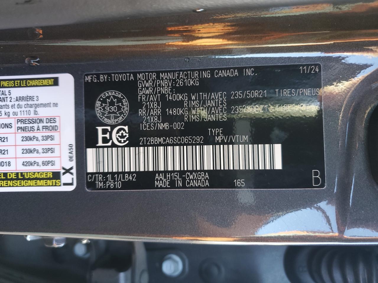 2025 Lexus Rx 350H Base VIN: 2T2BBMCA6SC065292 Lot: 89550035