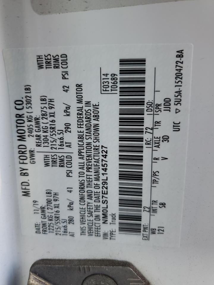 2020 Ford Transit Connect Xl VIN: NM0LS7E29L1457427 Lot: 85855215