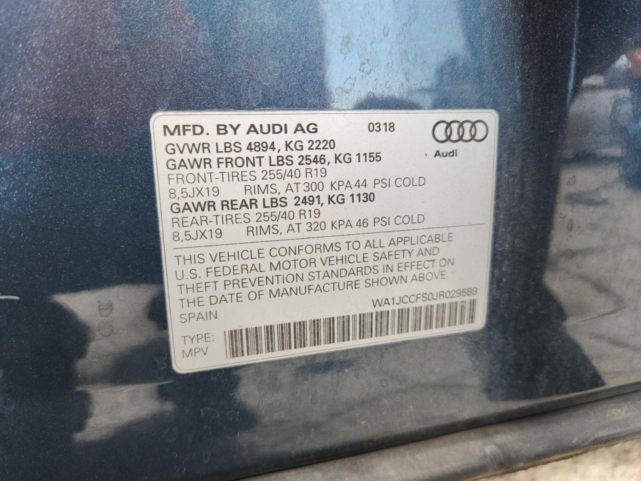 2018 Audi Q3 Premium Plus VIN: WA1JCCFS0JR029589 Lot: 84470125