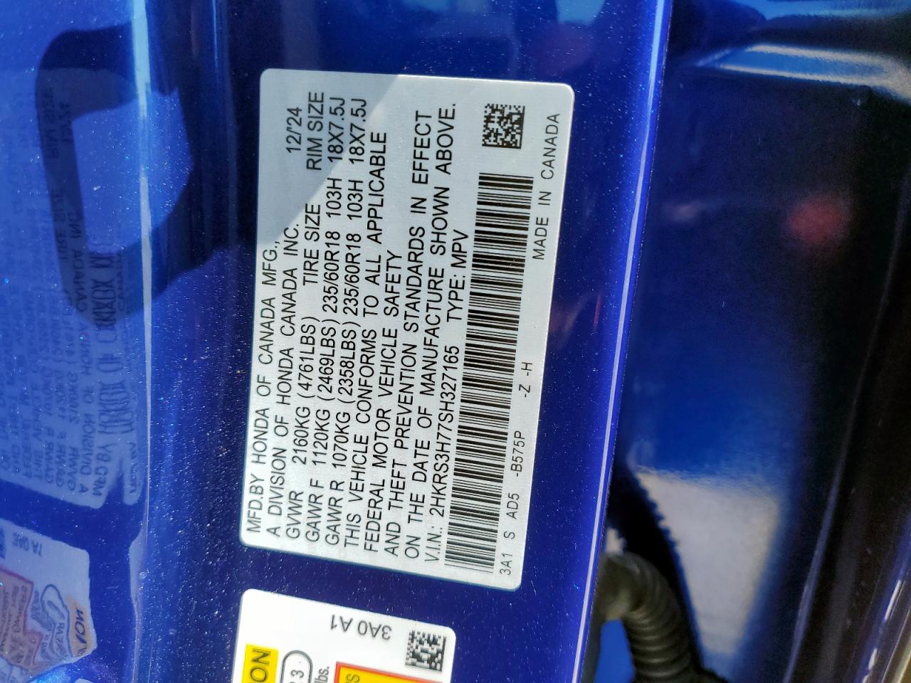 2025 Honda Cr-V Exl VIN: 2HKRS3H77SH327165 Lot: 81138395