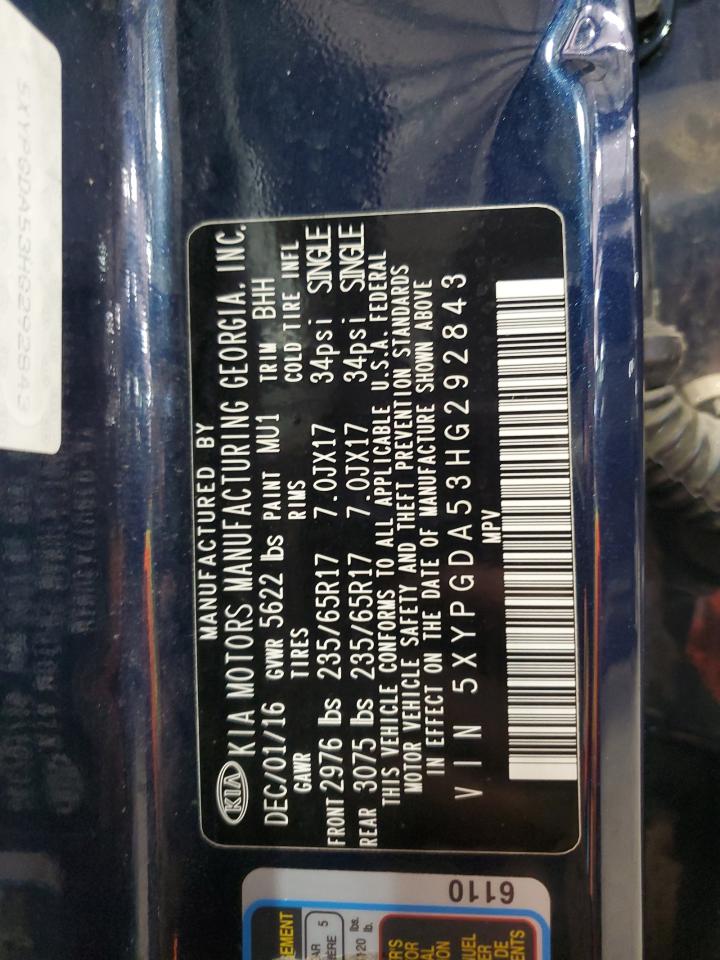 2017 Kia Sorento Lx VIN: 5XYPGDA53HG292843 Lot: 85370245