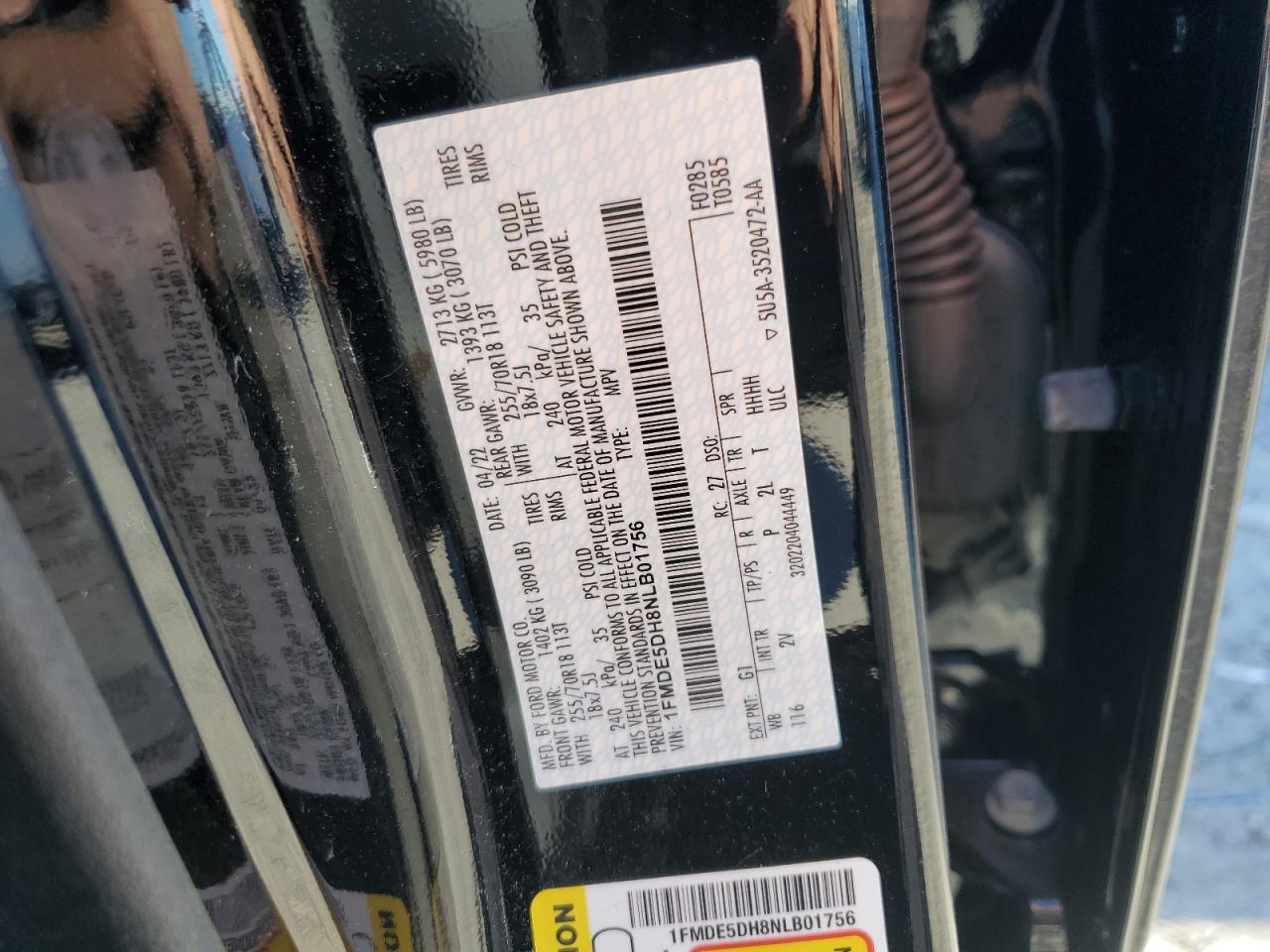 2022 Ford Bronco Base VIN: 1FMDE5DH8NLB01756 Lot: 82543095