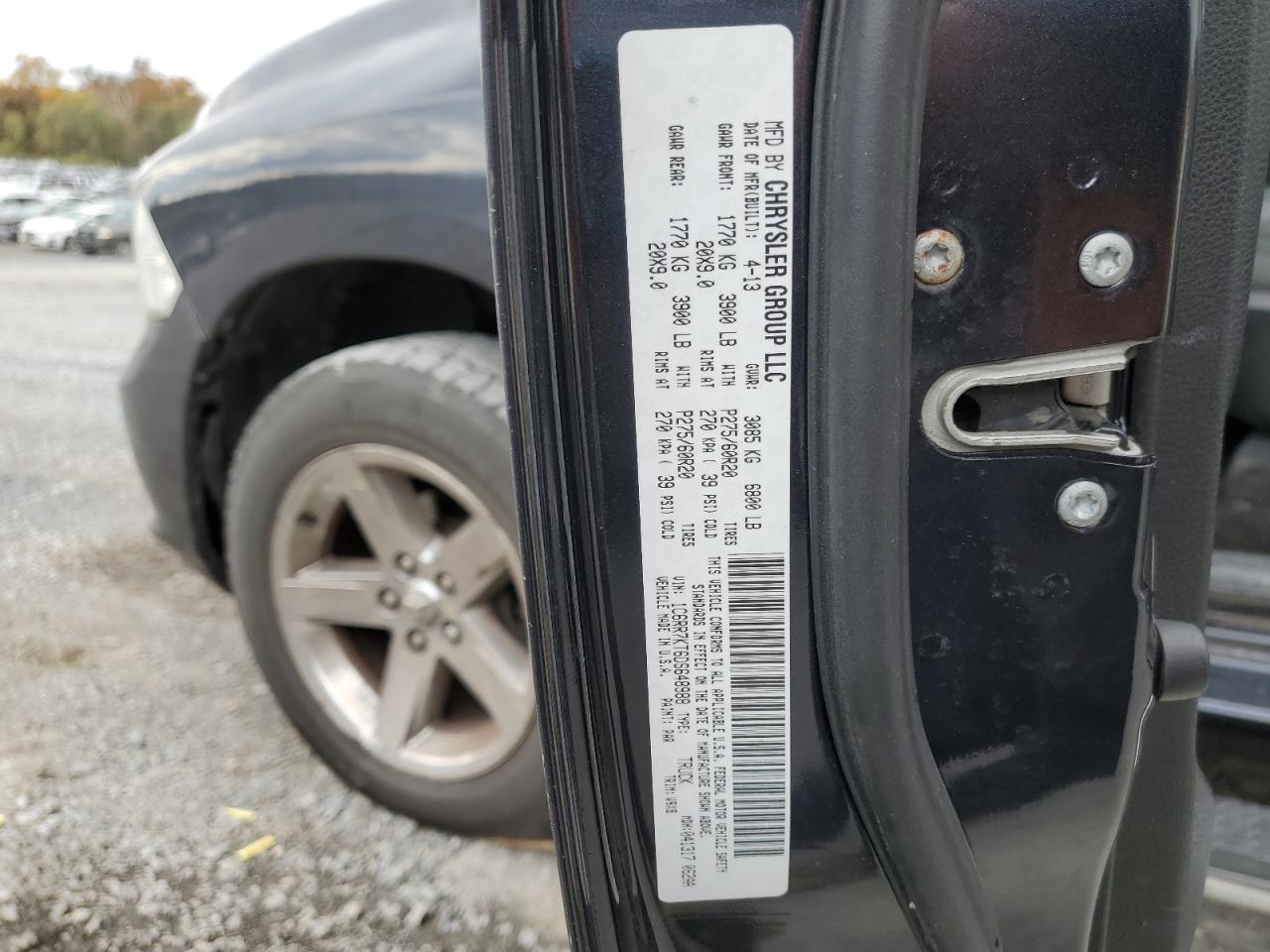 2013 Ram 1500 St VIN: 1C6RR7KT6DS648988 Lot: 82651565