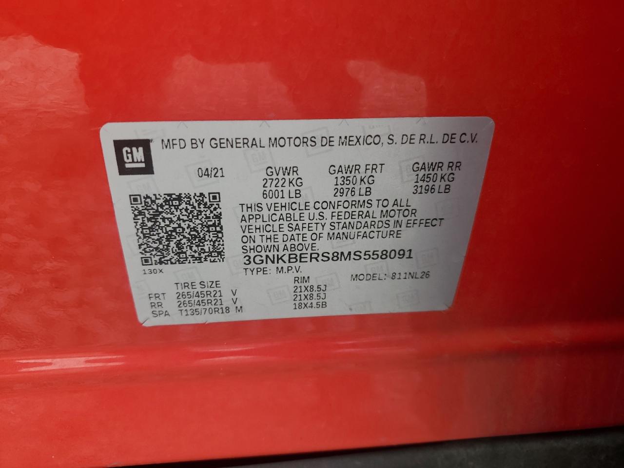 2021 Chevrolet Blazer Rs VIN: 3GNKBERS8MS558091 Lot: 86519125