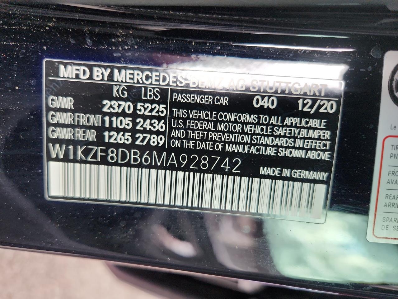 2021 Mercedes-Benz E 350 VIN: W1KZF8DB6MA928742 Lot: 82465045