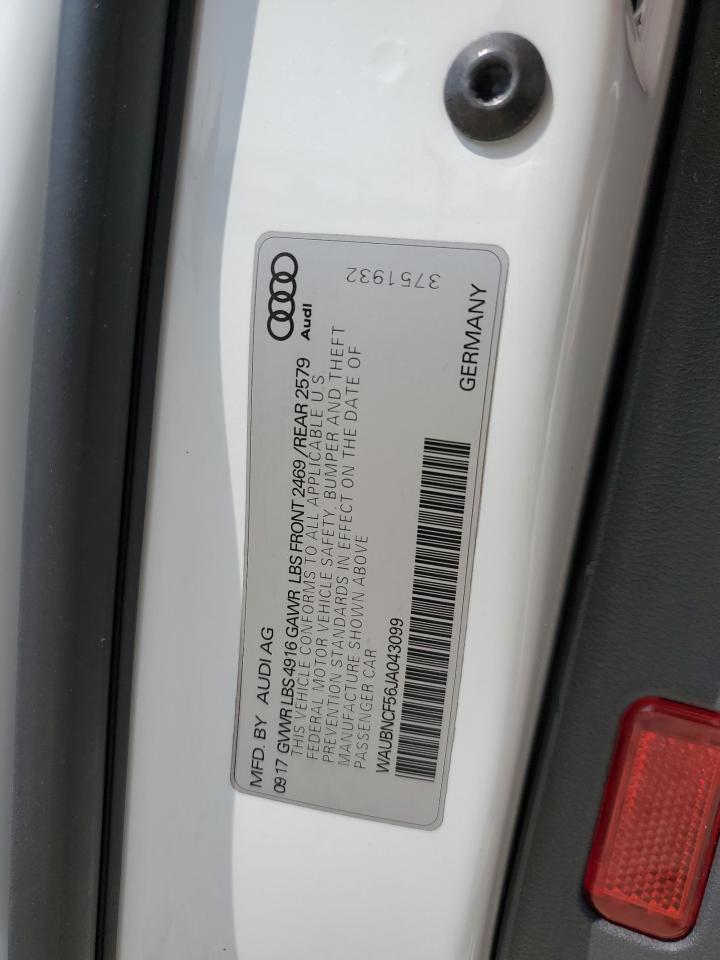 2018 Audi A5 Premium Plus VIN: WAUBNCF56JA043099 Lot: 81996525
