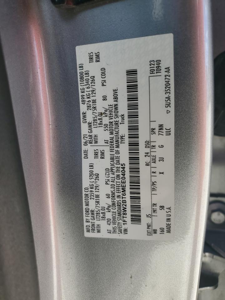 2021 Ford F250 Super Duty VIN: 1FT8W2BT6MEE04045 Lot: 86865325