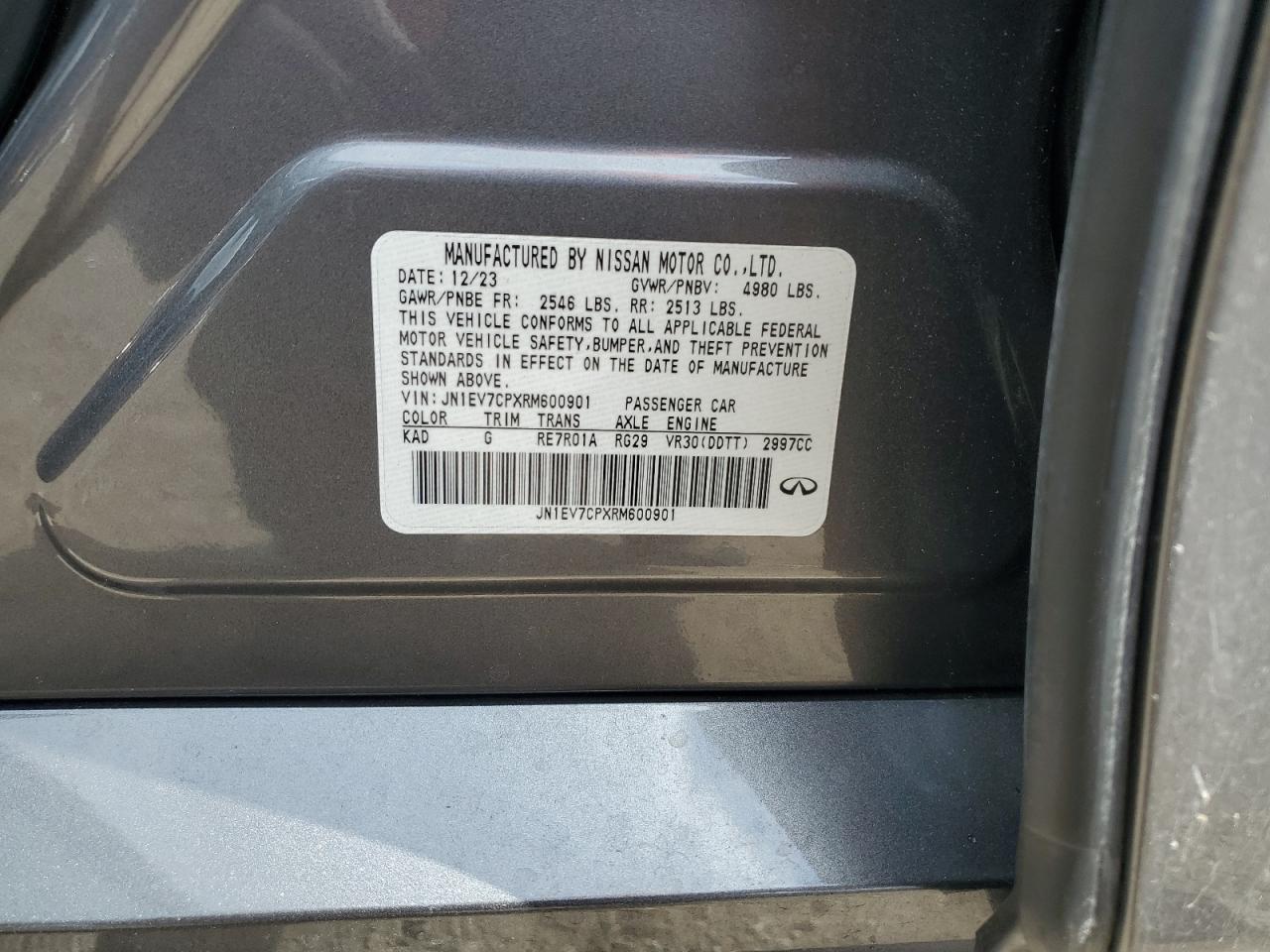 2024 Infiniti Q50 Sensory VIN: JN1EV7CPXRM600901 Lot: 87204845