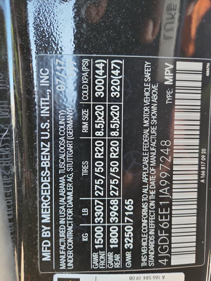 2018 Mercedes-Benz Gls 450 4Matic VIN: 4JGDF6EE1JA997248 Lot: 86679735