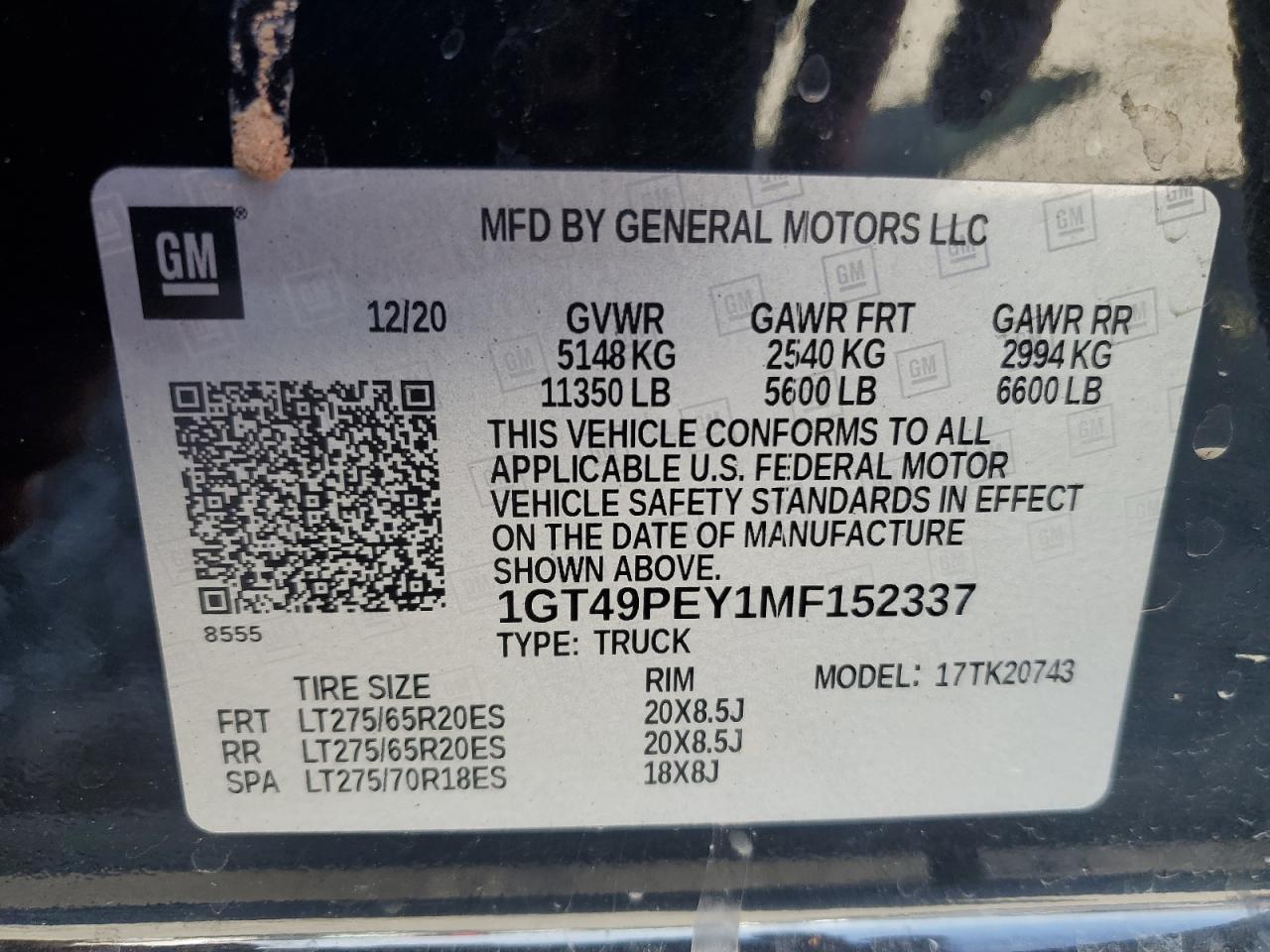 2021 GMC Sierra K2500 At4 VIN: 1GT49PEY1MF152337 Lot: 90692365