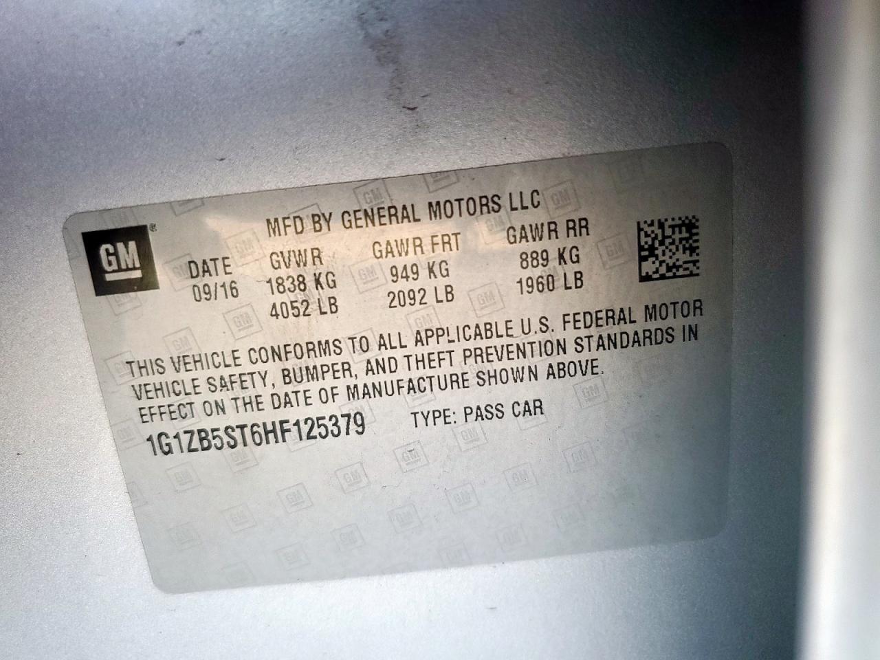 2017 Chevrolet Malibu Ls VIN: 1G1ZB5ST6HF125379 Lot: 82345885