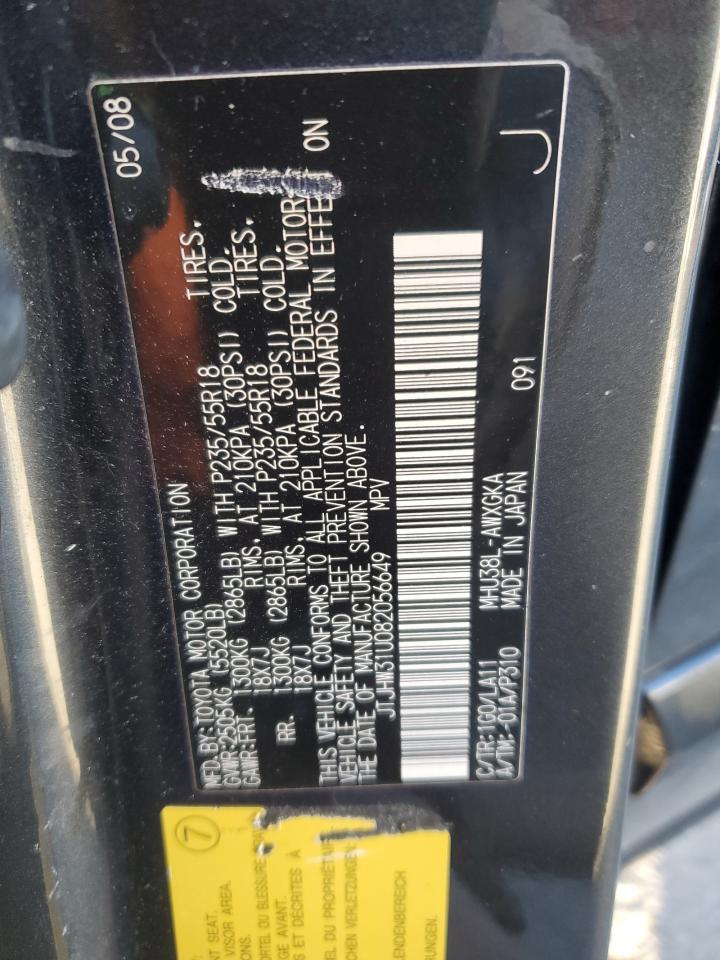 2008 Lexus Rx 400H VIN: JTJHW31U082056649 Lot: 86457765