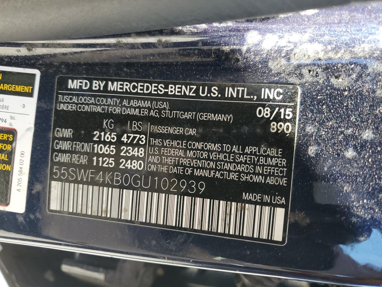 2016 Mercedes-Benz C 300 4Matic VIN: 55SWF4KB0GU102939 Lot: 85478385