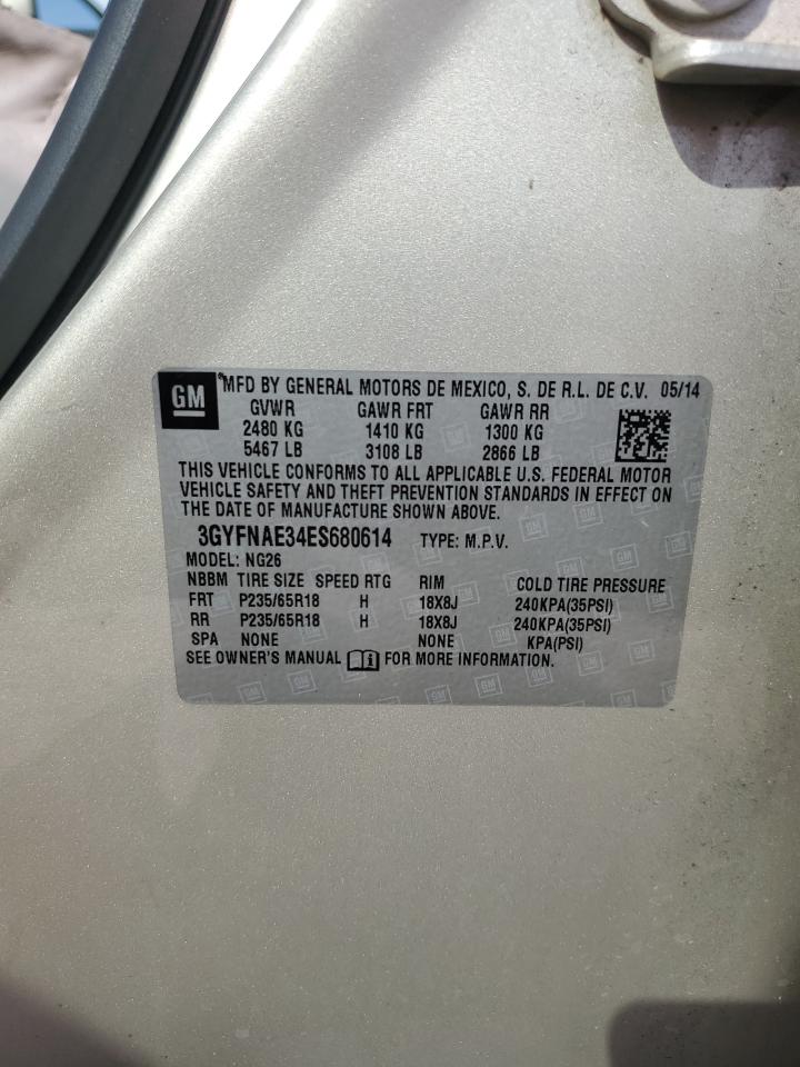 2014 Cadillac Srx VIN: 3GYFNAE34ES680614 Lot: 89806785